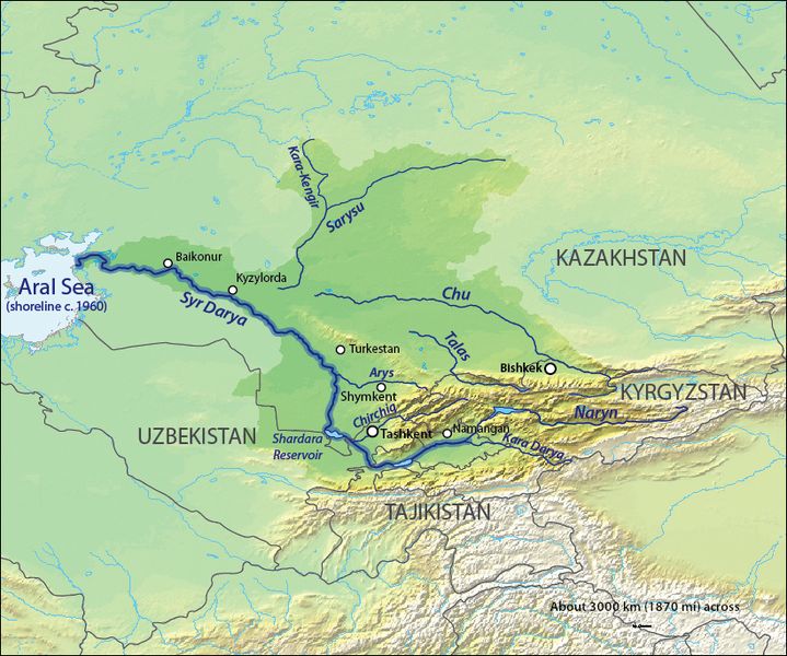 карта сырдарья